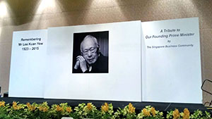 SNEF Backdrop for Mr.Lee Kuan Yew at Raffles City Convention Centre Collyer Ballroom